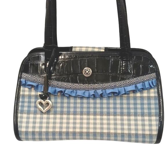 Brighton Handbags - Brighton LEATHER Shoulder Bag Croc Embossed Leather & Whimsical‎ Fabric C144458